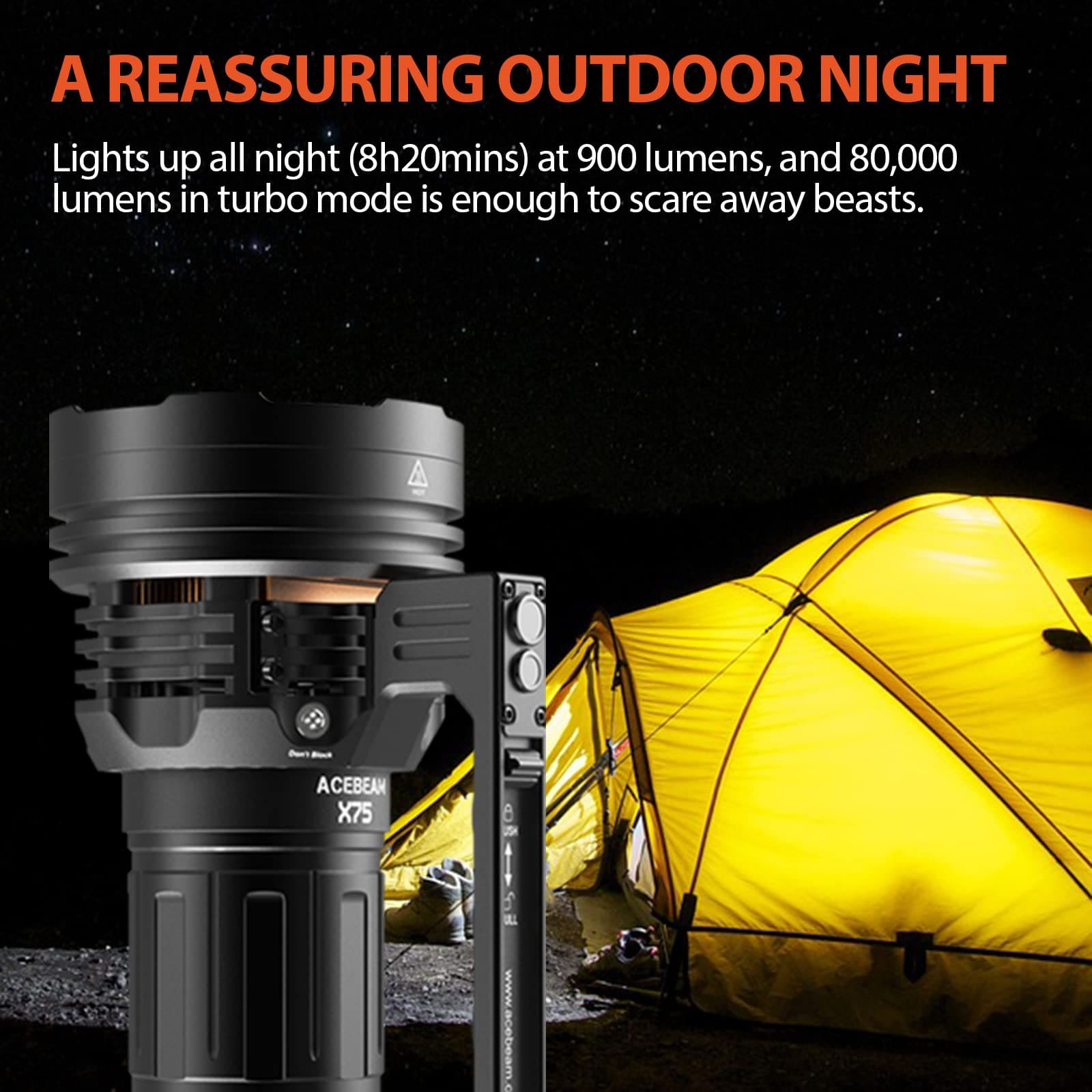 مصباح ACEBEAM X75 الأكثر سطوعًا